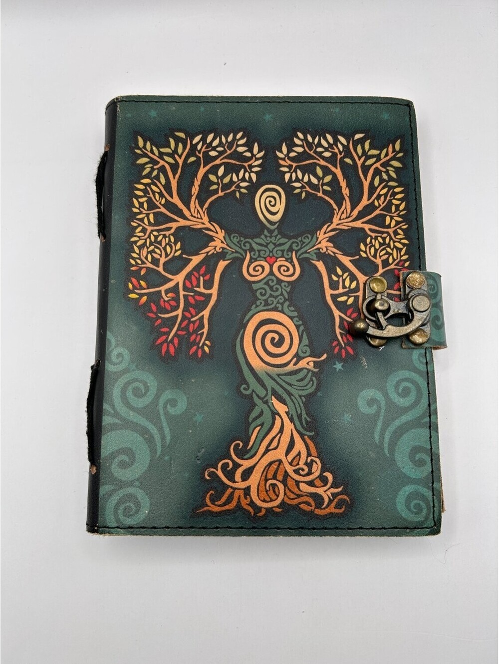 Tree of Life Goddess Journal Wiccan Grimoire Book Shadows Green Embossed Clasp